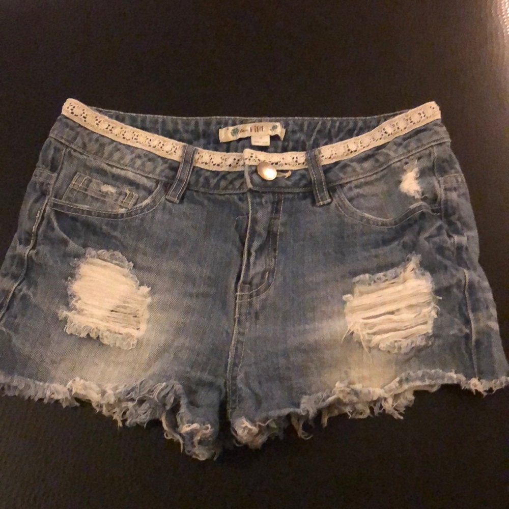 High Waist Denim shorts with Lace Top ( LOVE FIRE)